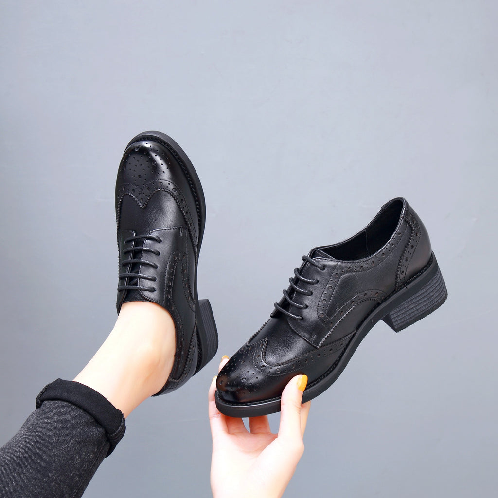 Genuine Leather Wingtip Brogue Oxfords