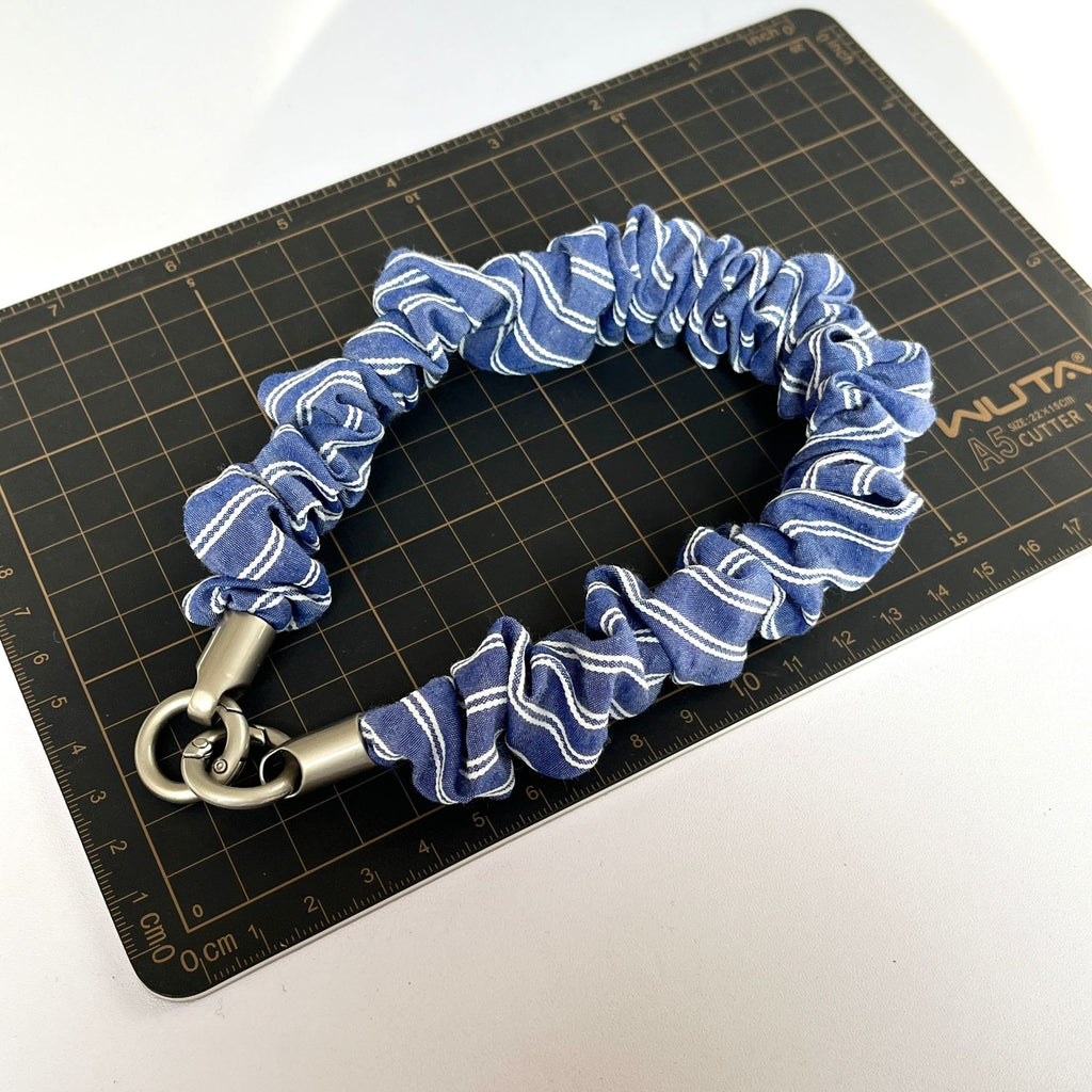Pinstripe Scrunchie Wrist Lanyard for Phones - Blue - 2