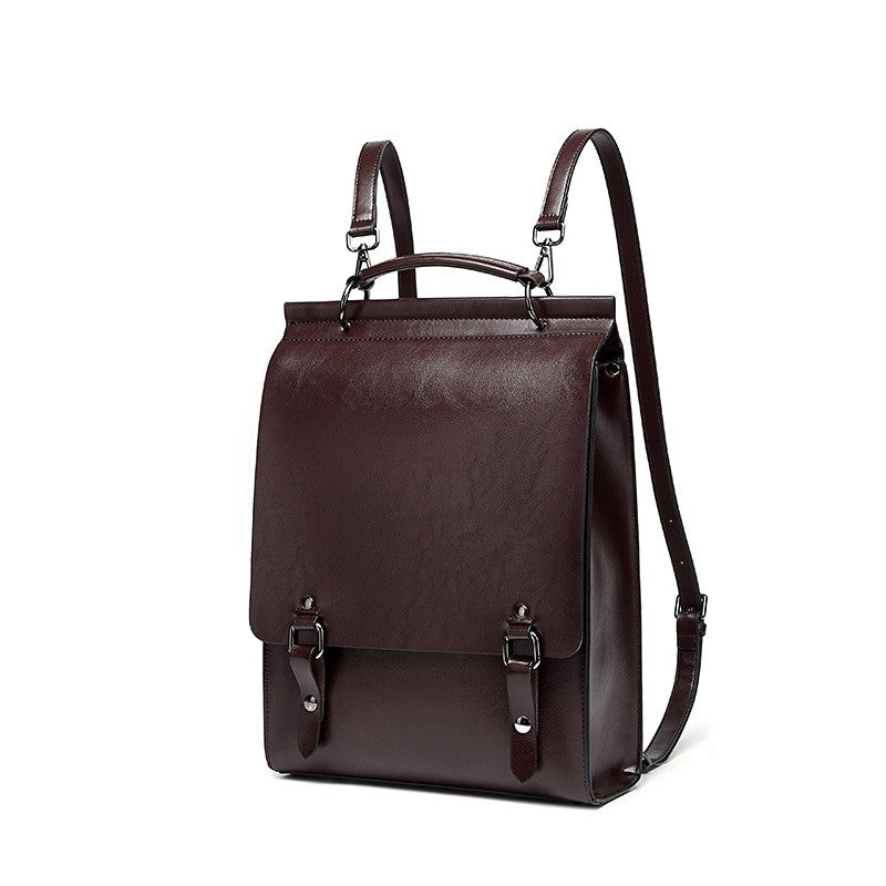 Vintage Leather Buckle Flap Backpack