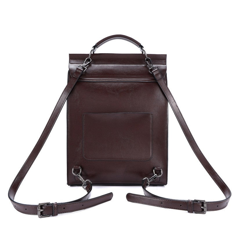 Vintage Leather Buckle Flap Backpack