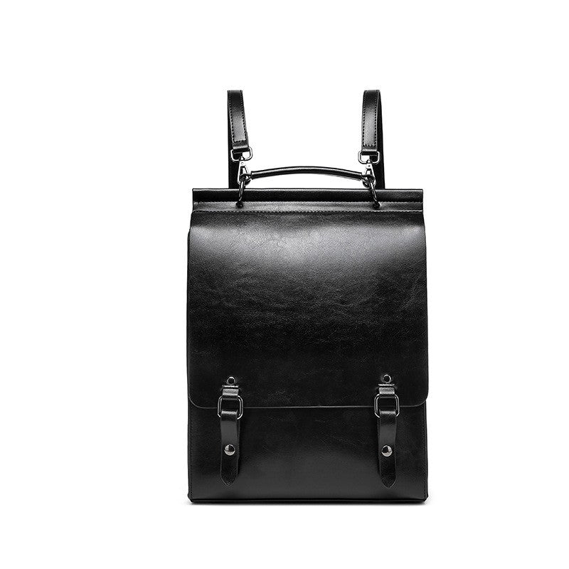 Vintage Leather Buckle Flap Backpack