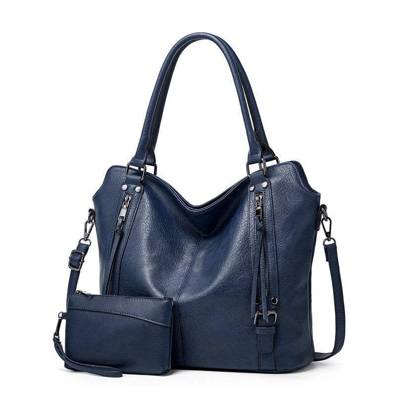 Large Vegan Leather Tote with Tassel Zippers