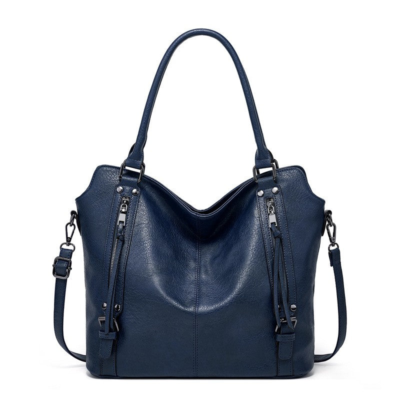 Large Vegan Leather Tote with Tassel Zippers