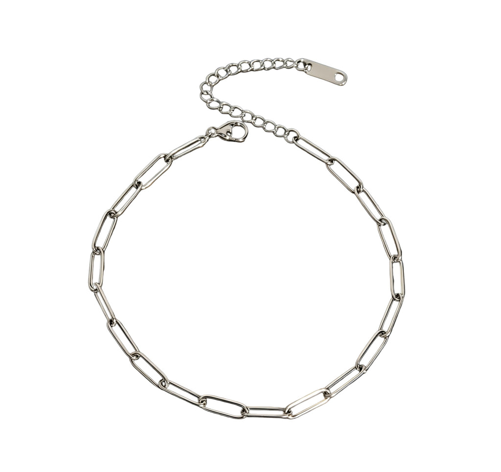 Dainty Rectangular Link Chain Bracelet - Silver