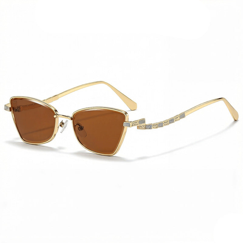 Skinny Cat Eye Sunglasses With Crystal Arms - Color_02