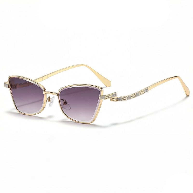 Skinny Cat Eye Sunglasses With Crystal Arms - Color_03
