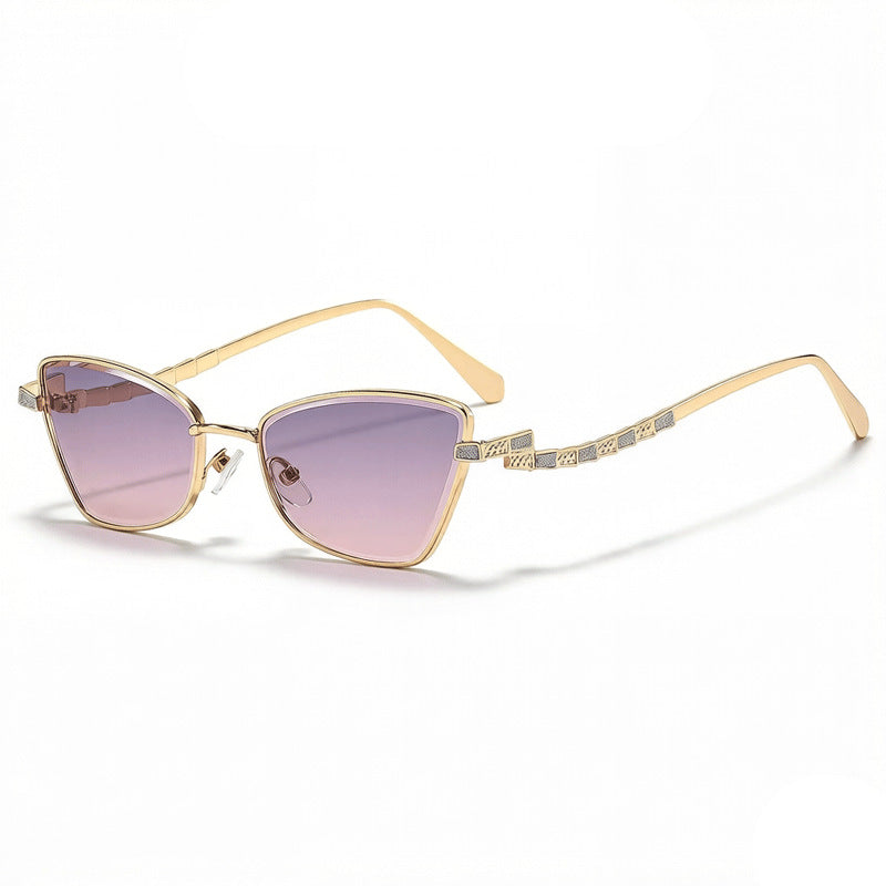 Skinny Cat Eye Sunglasses With Crystal Arms - Color_06