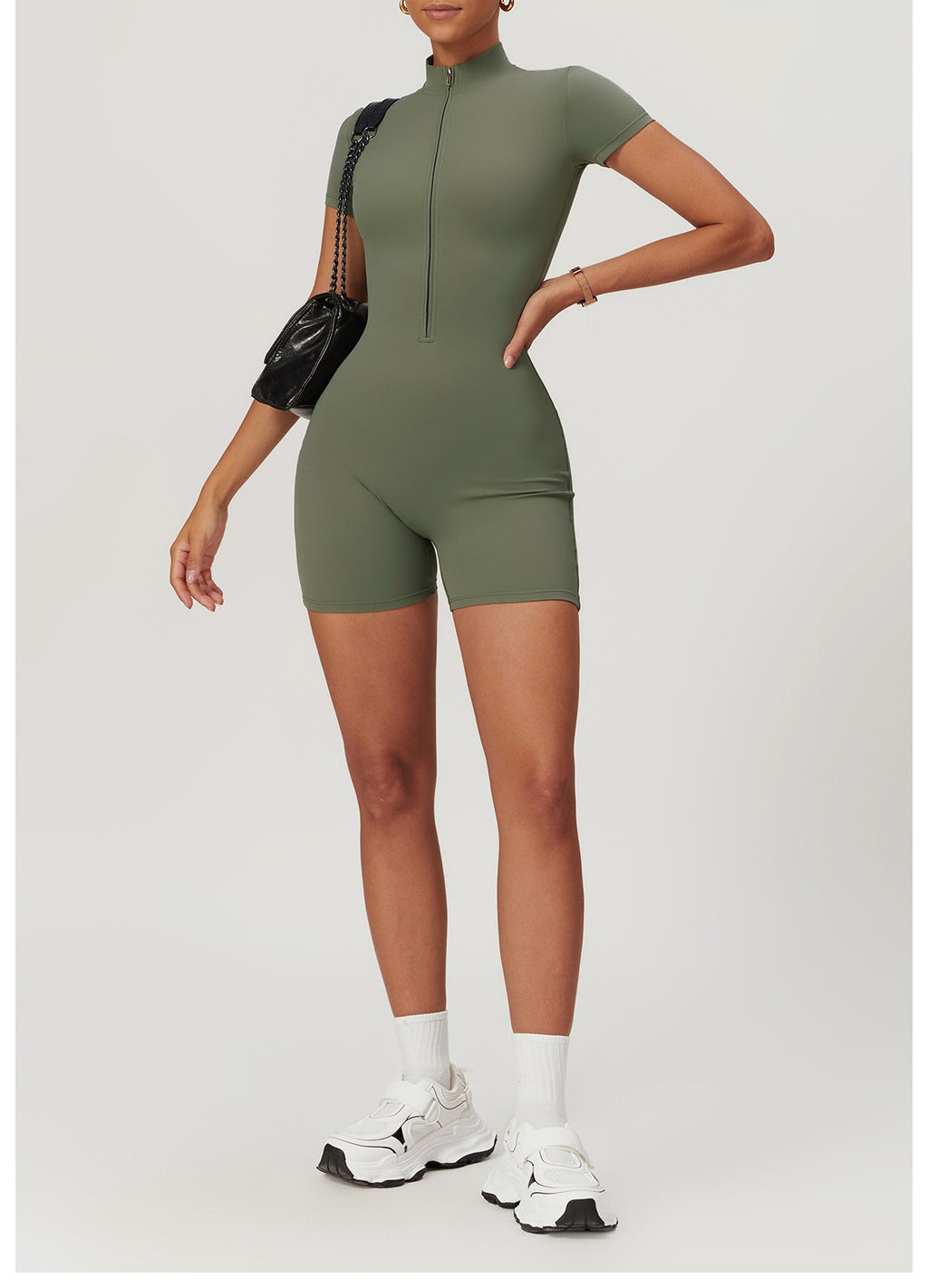 Zip Front Short Sleeve Yoga Wrap - view 1