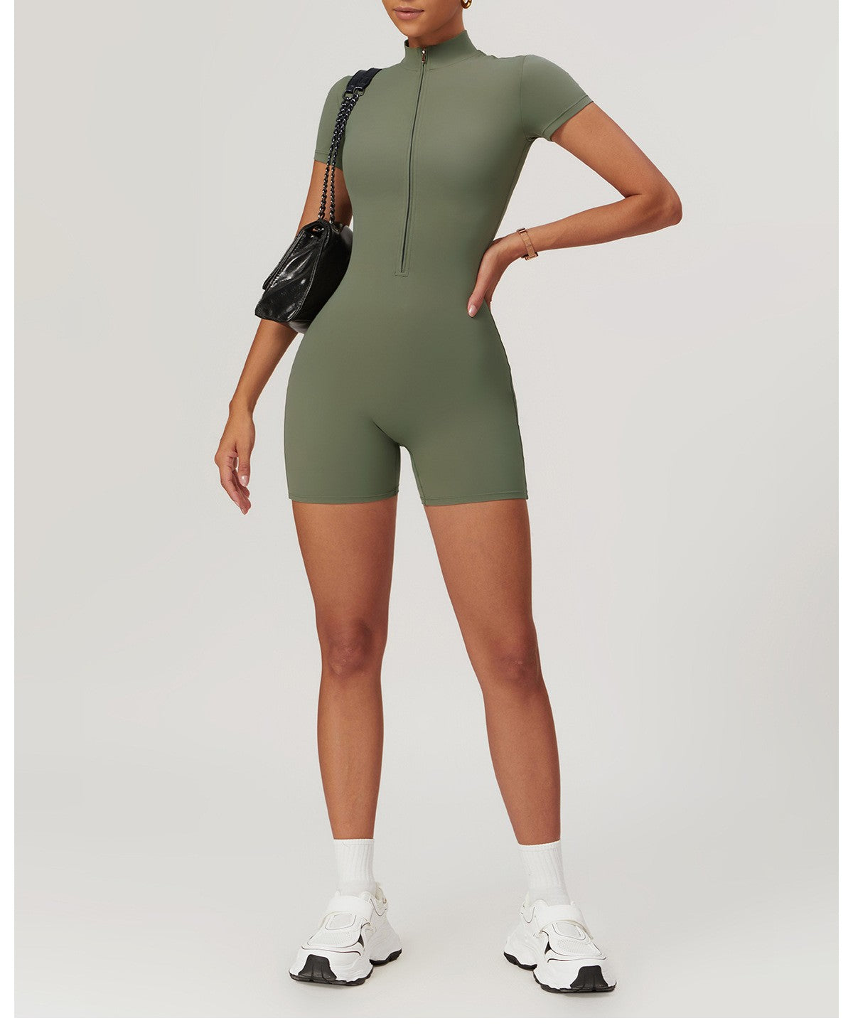 Zip Front Short Sleeve Yoga Wrap - view 2