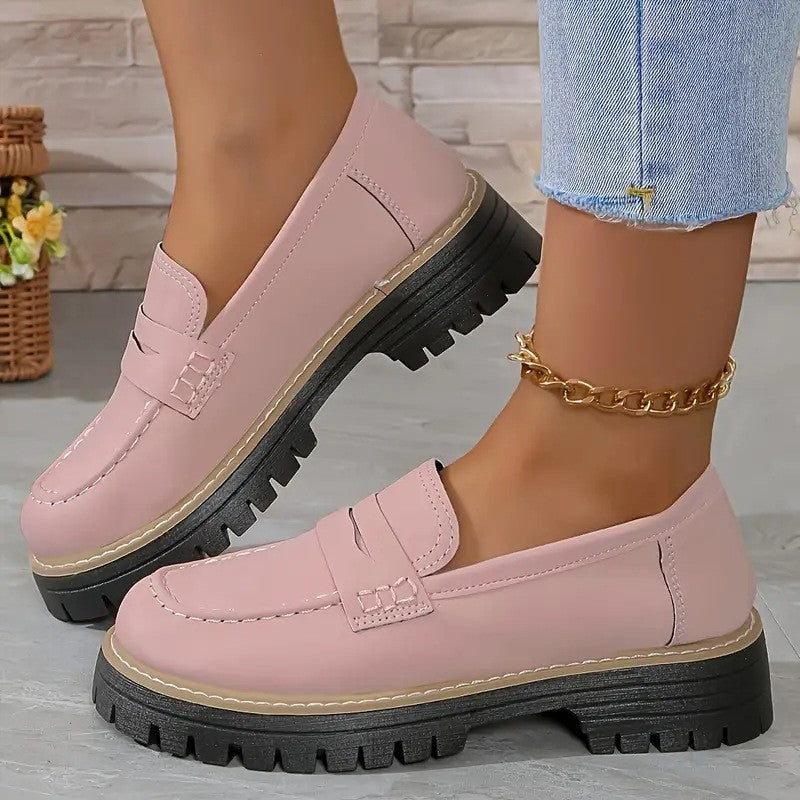 Faux Suede Lug Sole Penny Loafers