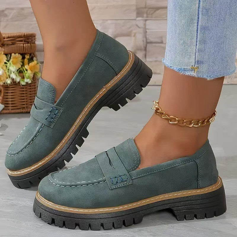 Faux Suede Lug Sole Penny Loafers