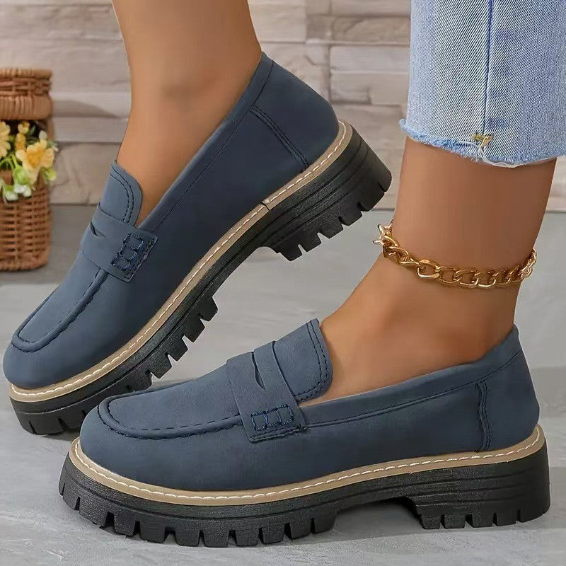 Faux Suede Lug Sole Penny Loafers