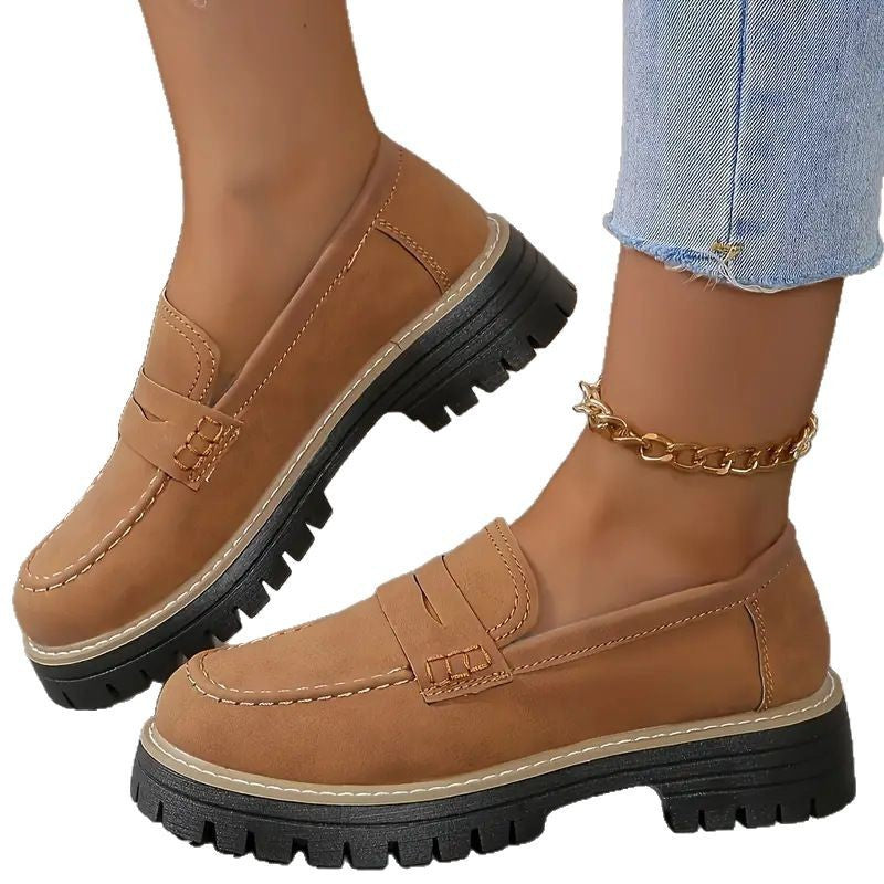 Faux Suede Lug Sole Penny Loafers