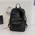 Vintage Faux Leather Laptop Backpack - Black