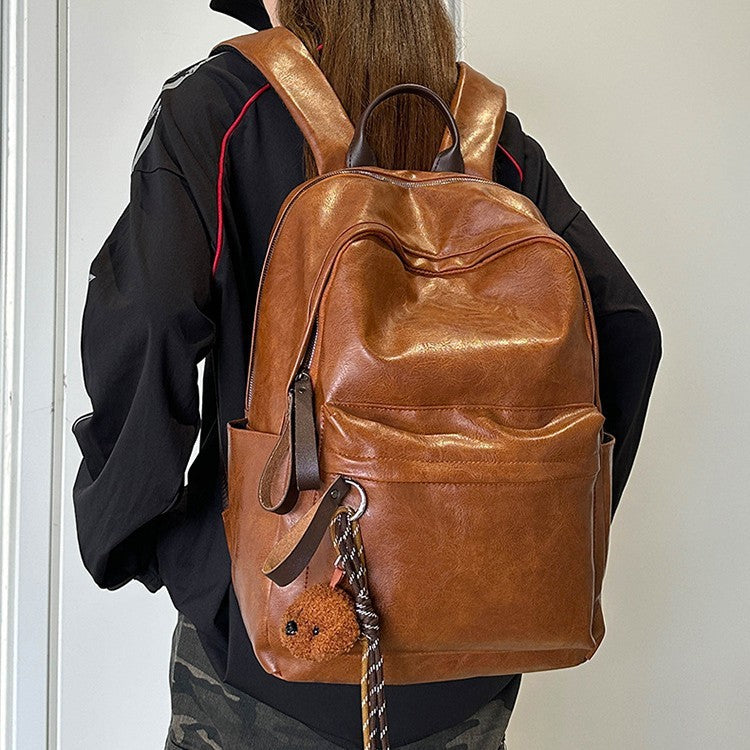 Vintage Faux Leather Laptop Backpack