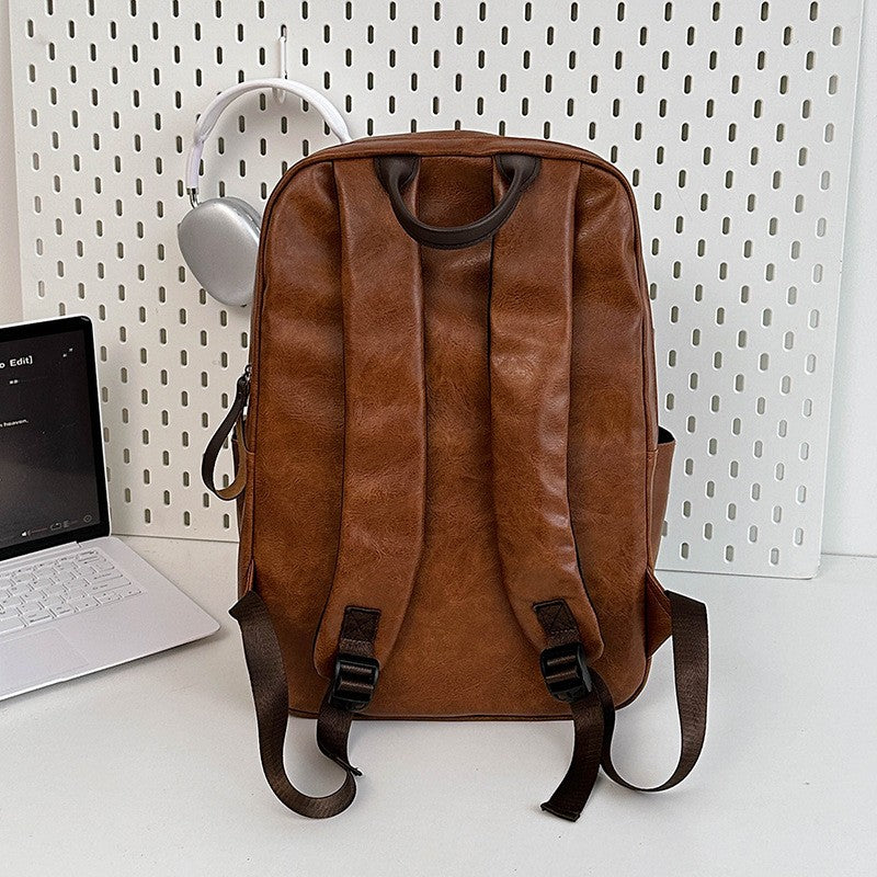 Vintage Faux Leather Laptop Backpack