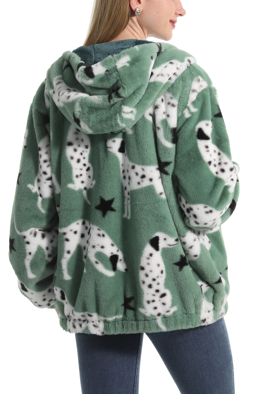 Winter Motif Plush Fleece Hooded Jacket - puppy - 2