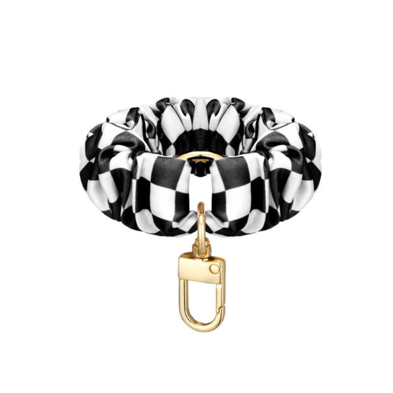 Pleated Scrunchie Wristlet Bracelet Keychain - BChecker