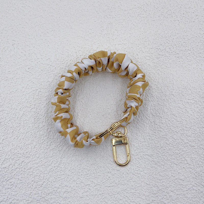 Pleated Scrunchie Wristlet Bracelet Keychain - KChecker