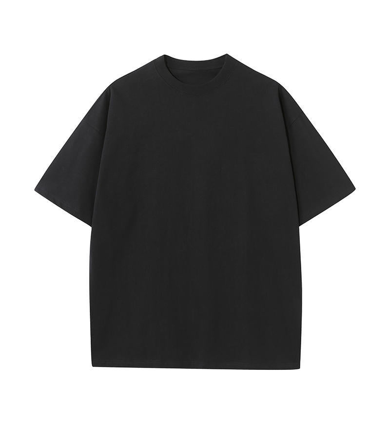Boxy Drop Shoulder Heavyweight Cotton Tee - Black
