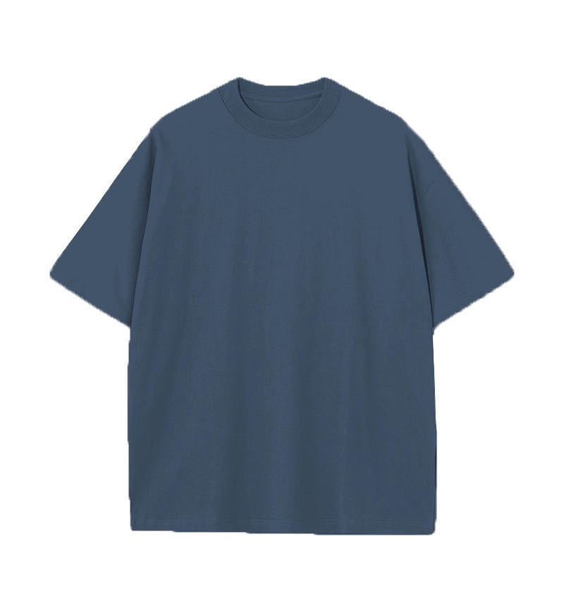 Boxy Drop Shoulder Heavyweight Cotton Tee - DarkBlue