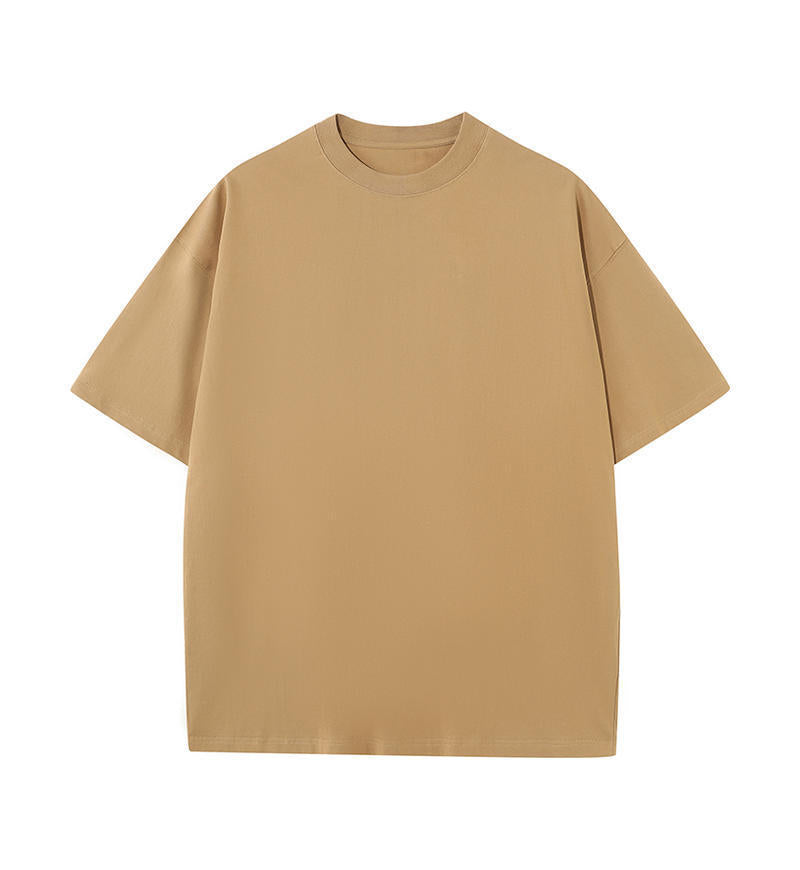 Boxy Drop Shoulder Heavyweight Cotton Tee - Khaki