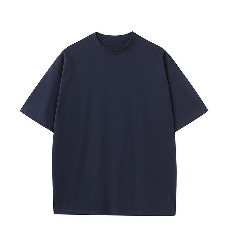 Boxy Drop Shoulder Heavyweight Cotton Tee - Navy