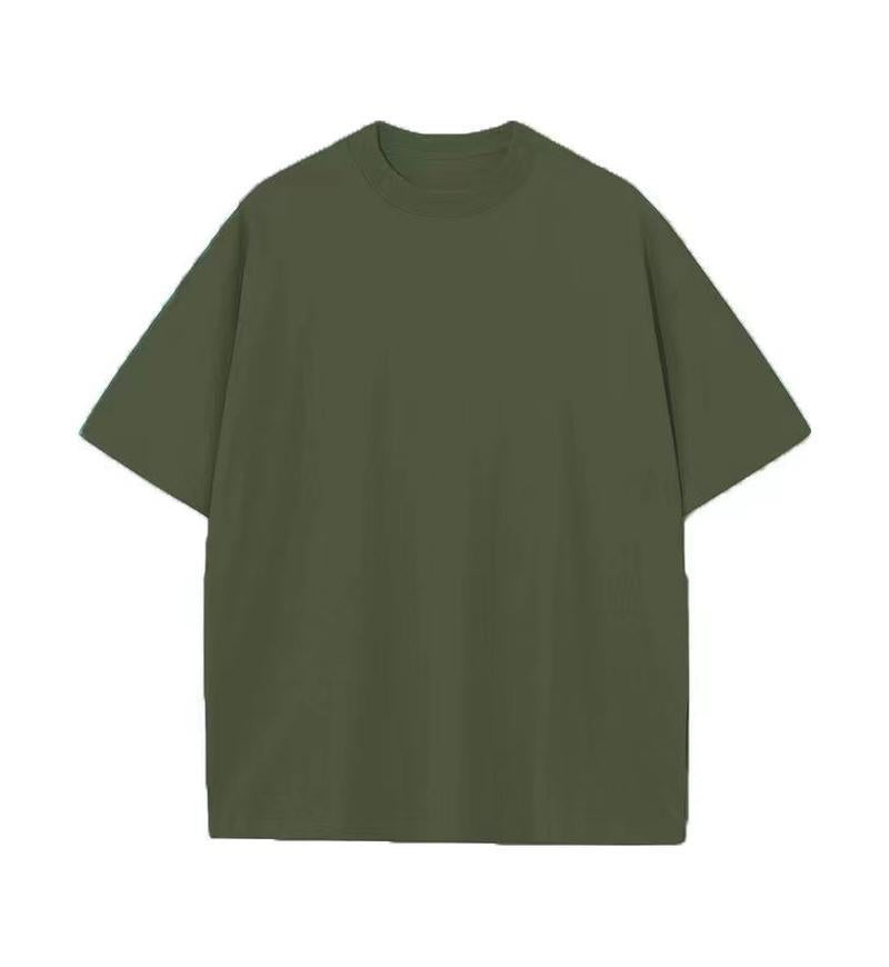Boxy Drop Shoulder Heavyweight Cotton Tee - Olive