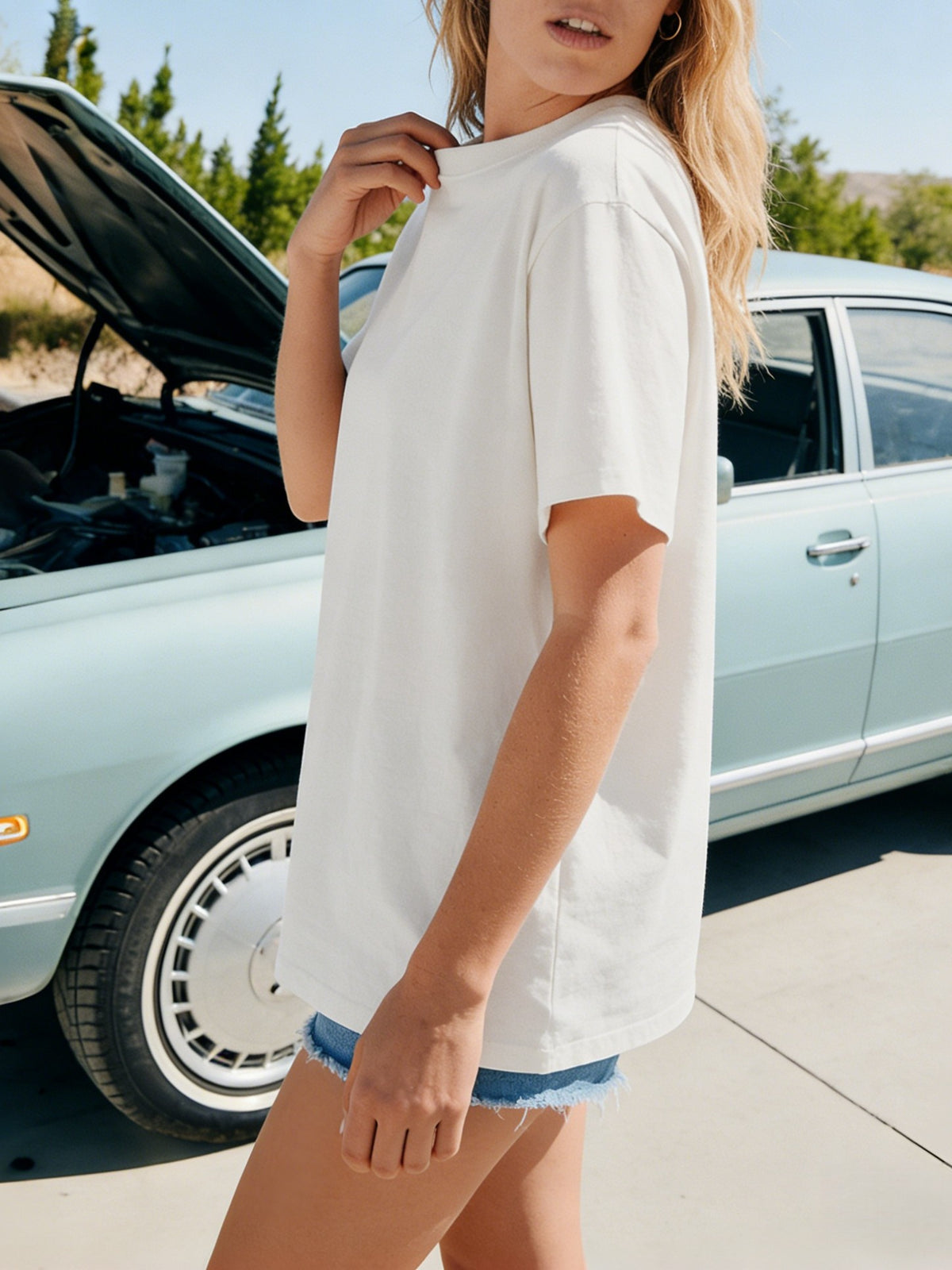 Boxy Drop Shoulder Heavyweight Cotton Tee - White - 5