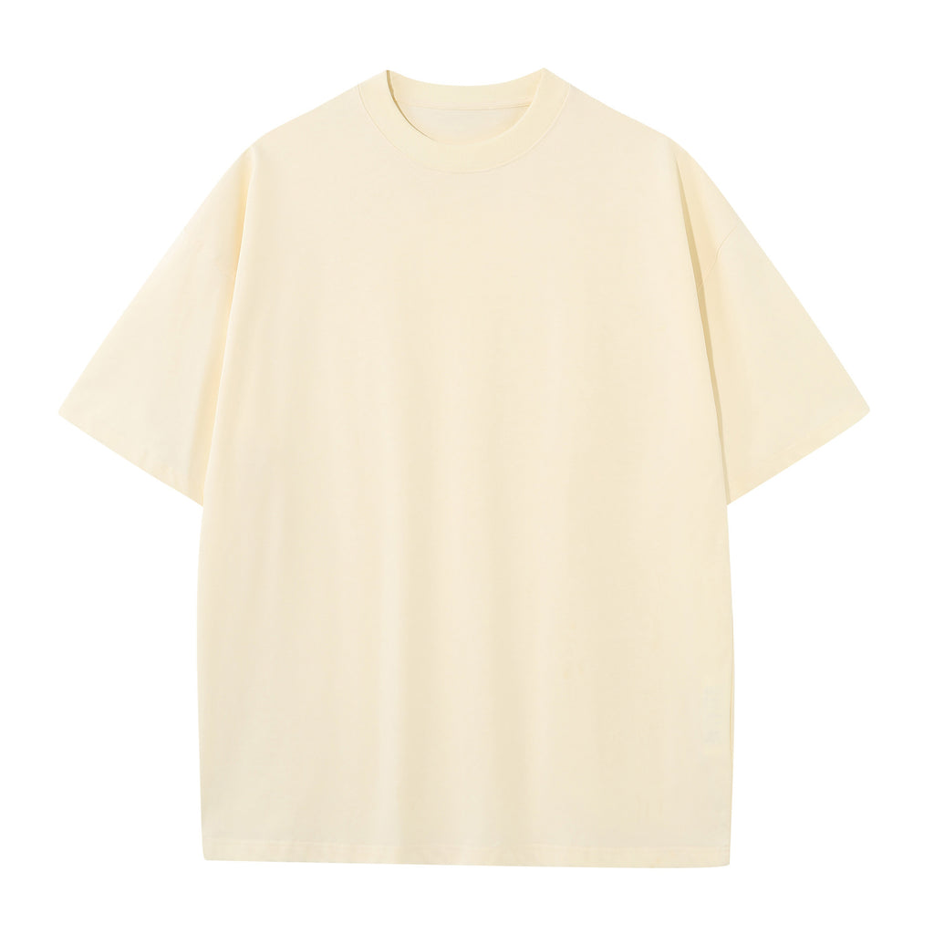 Boxy Drop Shoulder Heavyweight Cotton Tee - cream