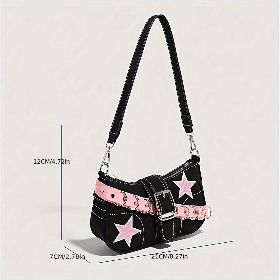 Studded Belt Strap Star Baguette Bag - view 3