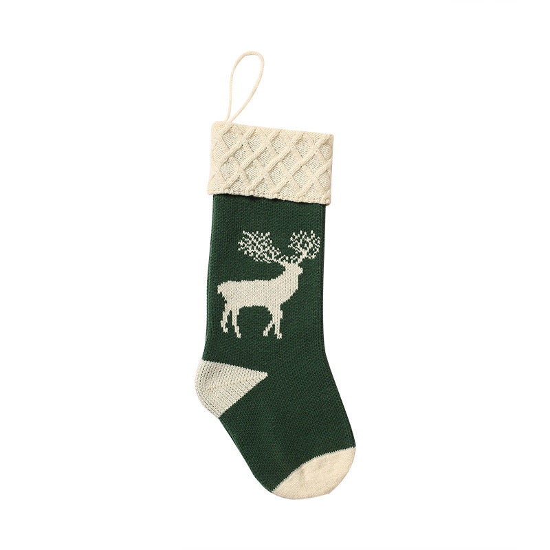 Nordic Reindeer Knitted Christmas Stocking - Green