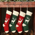 Nordic Reindeer Knitted Christmas Stocking - Red