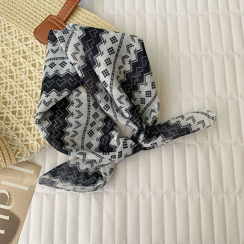 Vintage Print Square Bandana Neck Scarf - C7