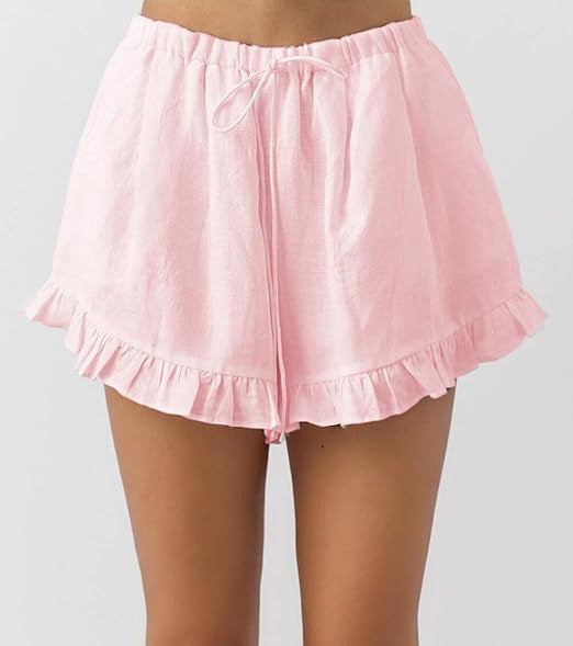Ruffle Trim V Neck Two Piece Lounge Set - view 1