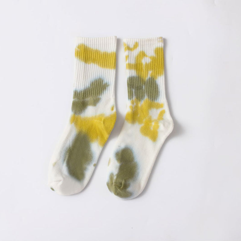 Marbled Tie Dye Cotton Crew Socks - Color_1