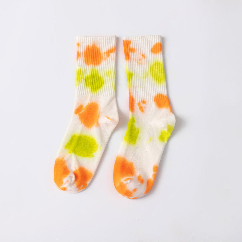 Marbled Tie Dye Cotton Crew Socks - Color_2