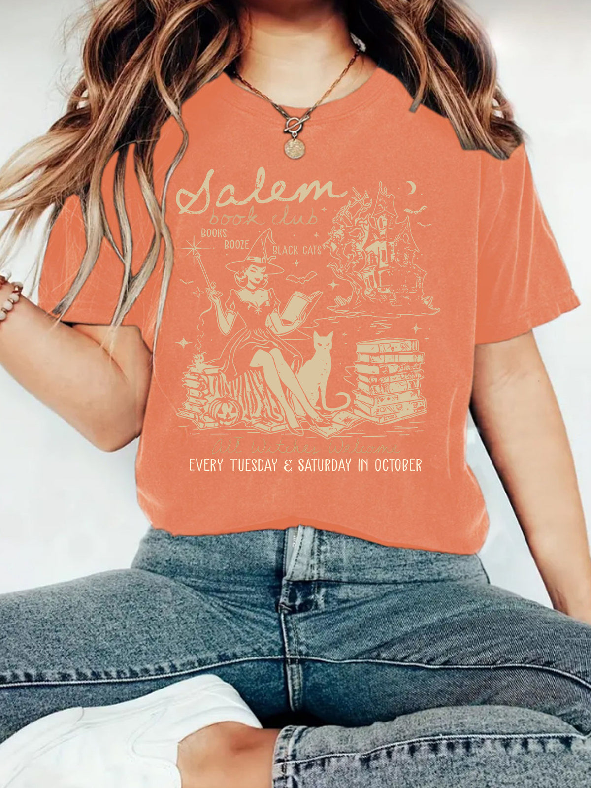 Witch Book Club Graphic Tee - Orange