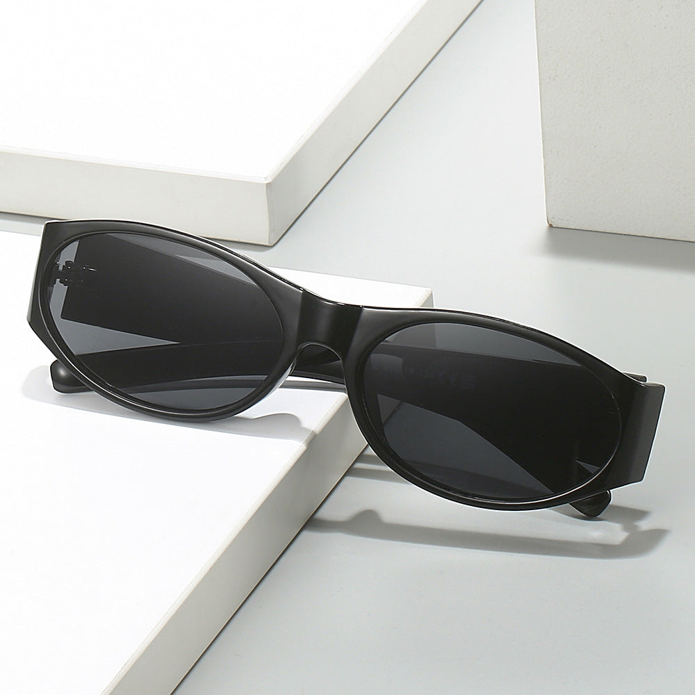 Casual Round Oval Sunglasses - Black