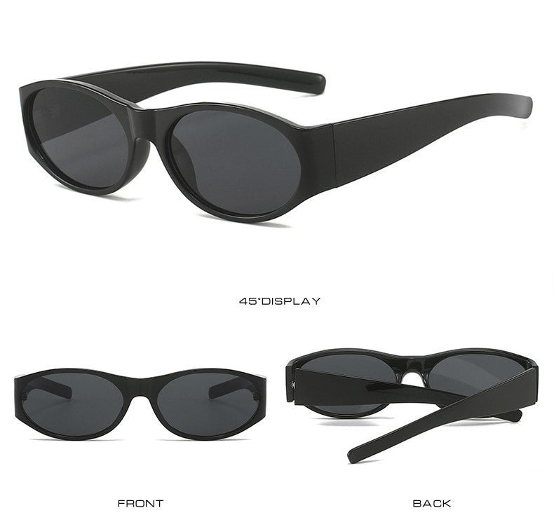 Casual Round Oval Sunglasses - Black - 2