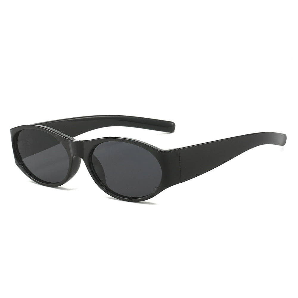 Casual Round Oval Sunglasses - Black - 3