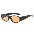 Casual Round Oval Sunglasses - Black champagne