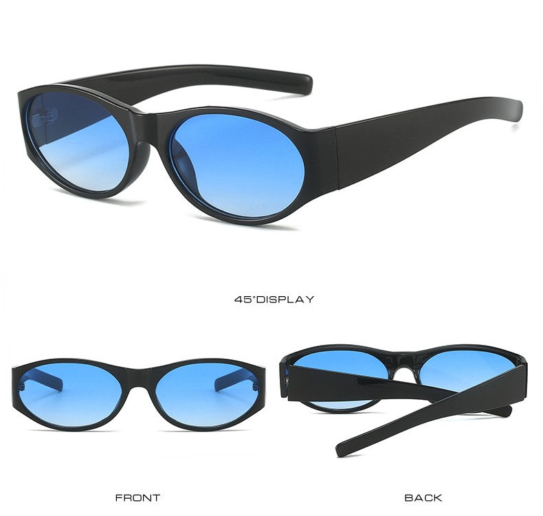 Casual Round Oval Sunglasses - Blue - 2