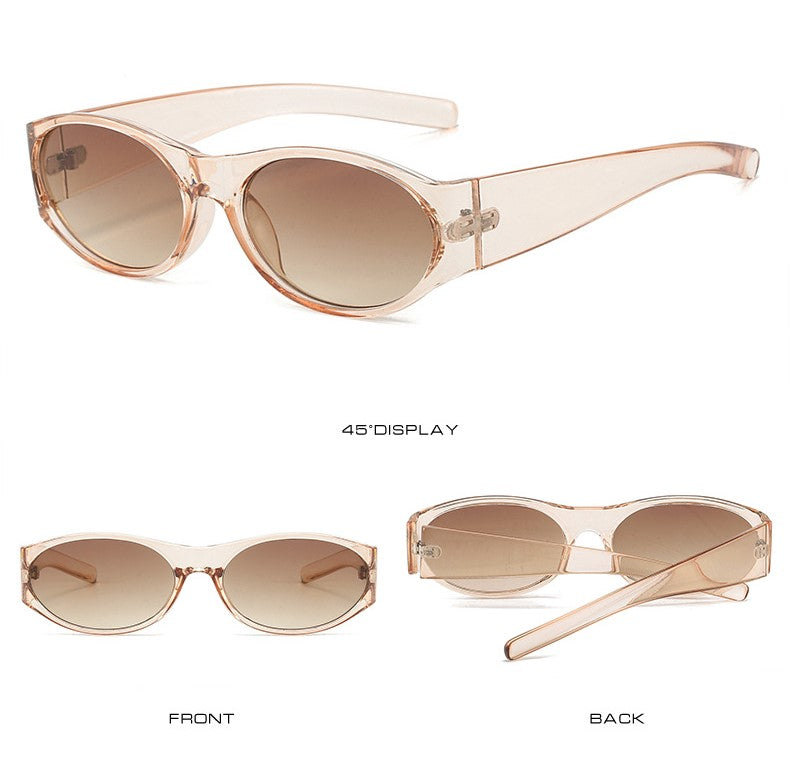 Casual Round Oval Sunglasses - Champagne - 2