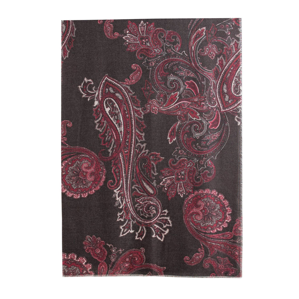Retro Paisley Print Fringed Wrap Scarf