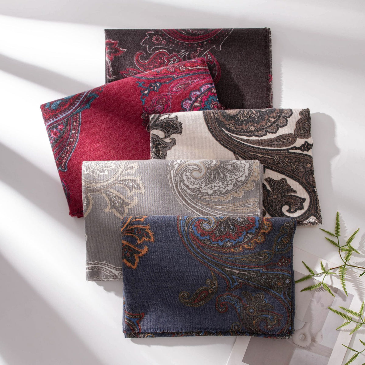 Retro Paisley Print Fringed Wrap Scarf - view 1