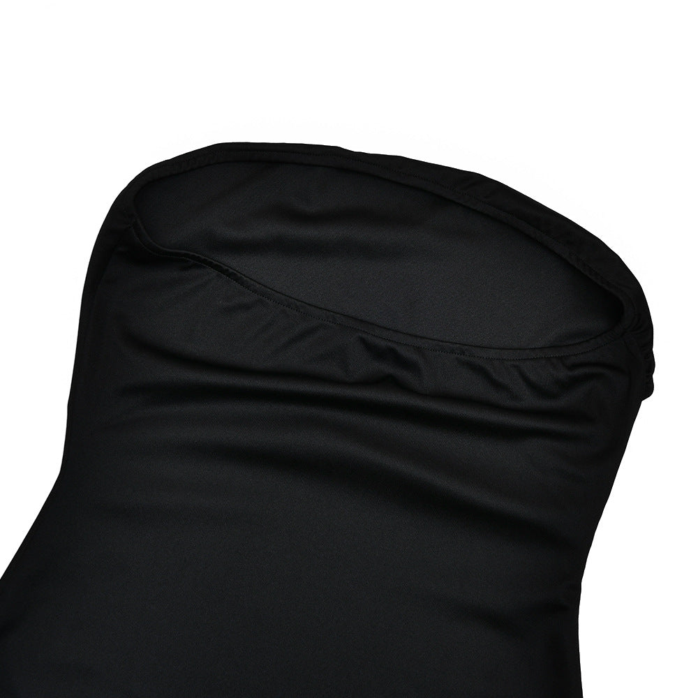 Strapless Mini Dress With Lace Shoulder Capelet - Black - 3