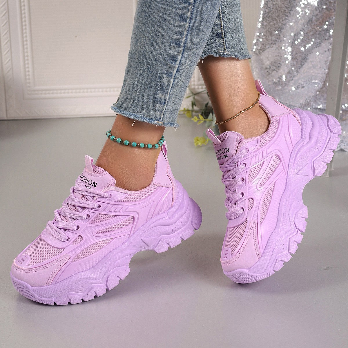 Chunky Platform Mesh Dad Sneakers