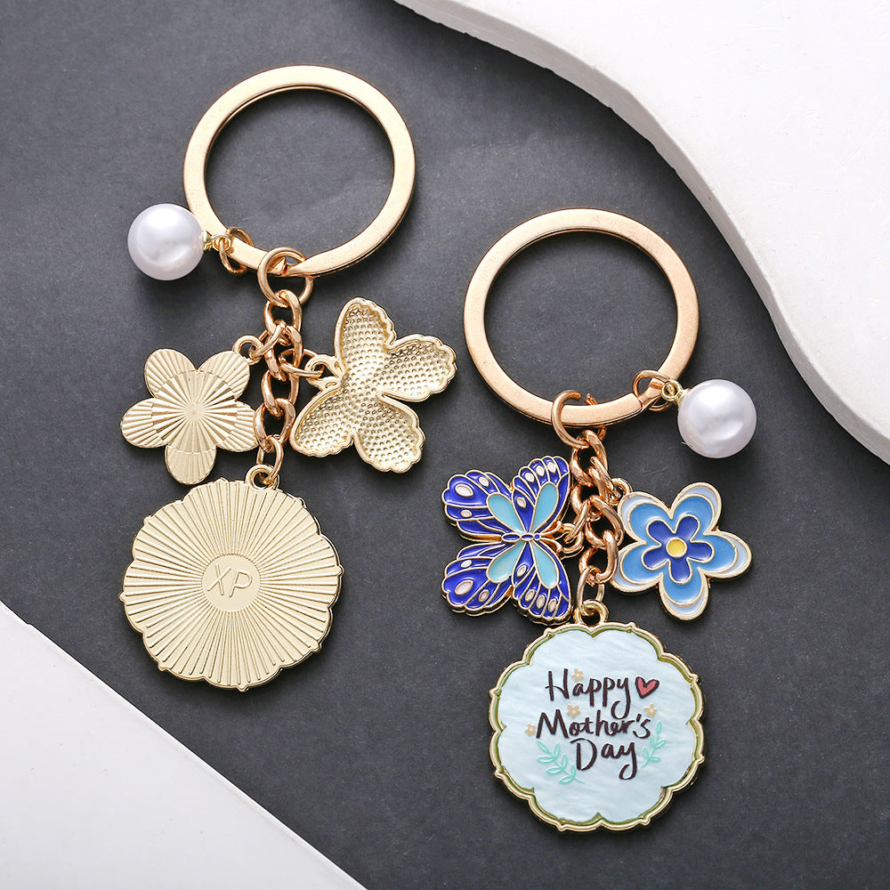Mother's Day Butterfly Pearl Keychain - Blue - 2
