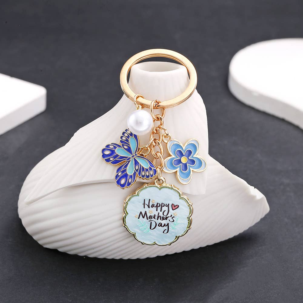 Mother's Day Butterfly Pearl Keychain